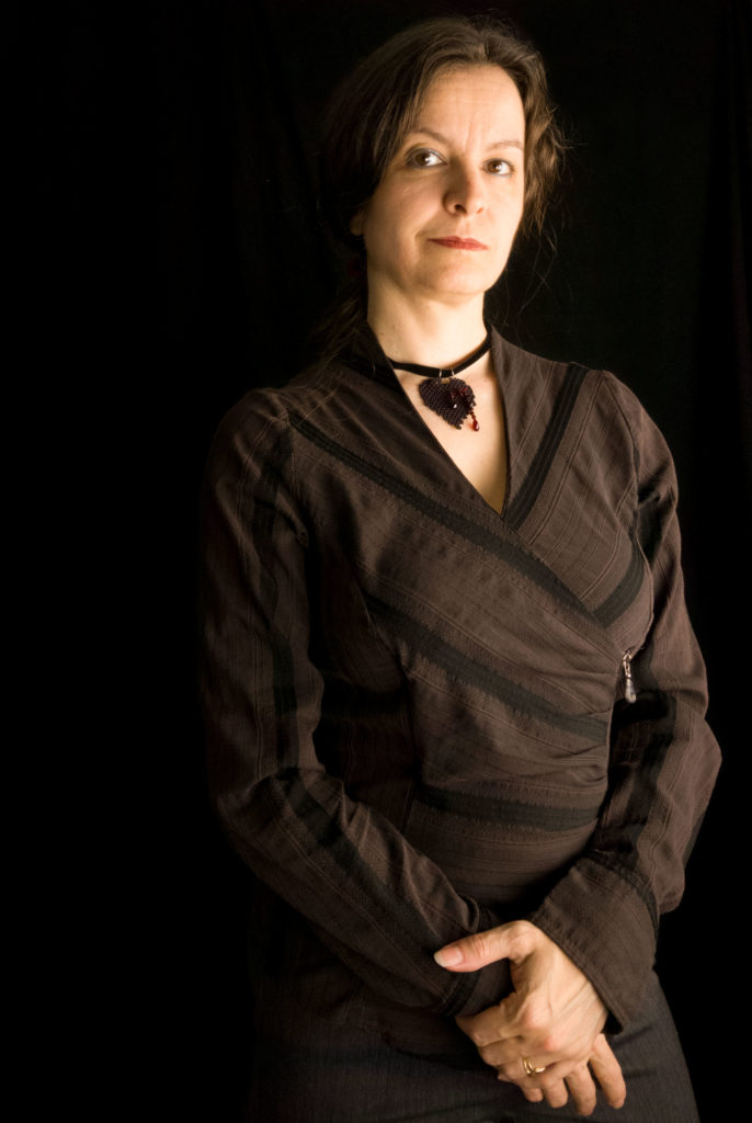 Bleeding Heart Pendant in black worn with Business Casual outfit
