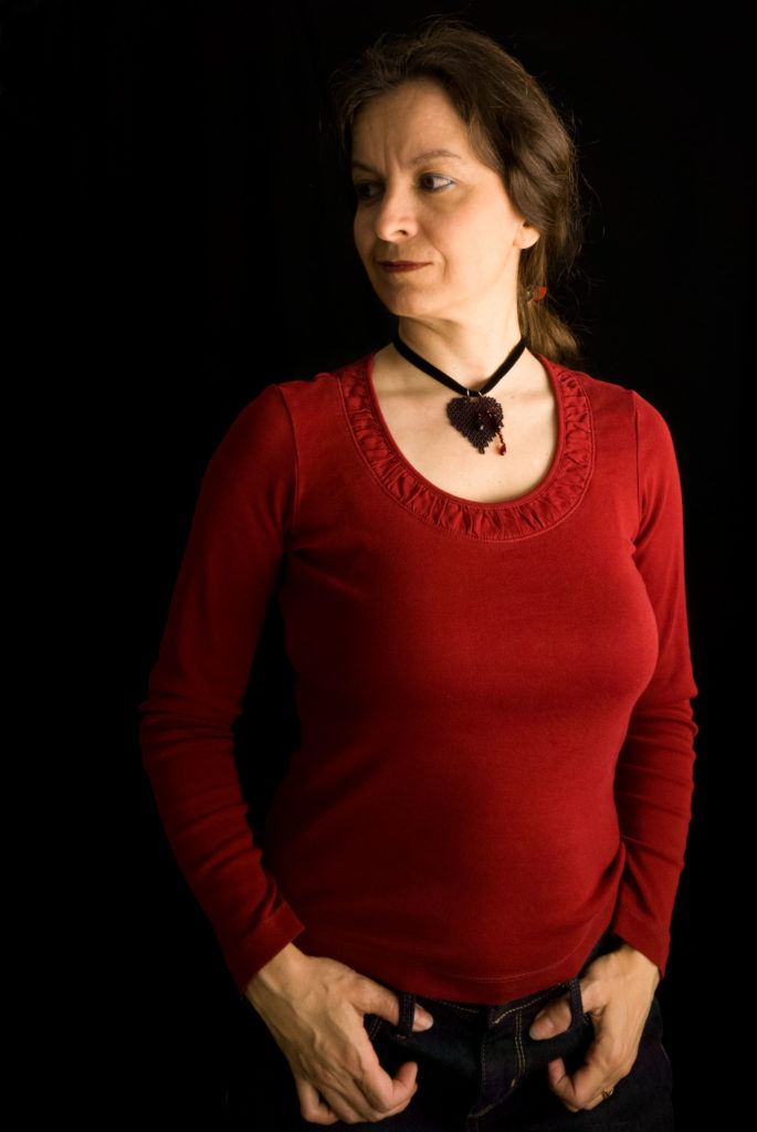 The Carmilla Necklace worn with a casual outfit Bleeding Heart Pendant in black worn with Casual outfit