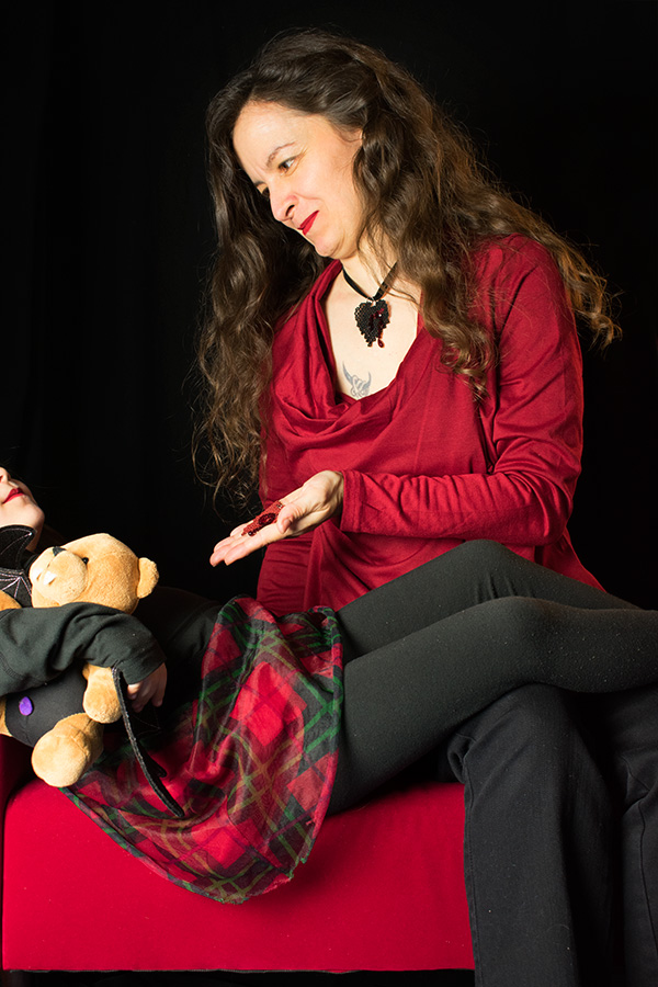 Mother's Day 2018 photo shoot with my daughter, featuring the Bleeding Heart Pendant in red and black